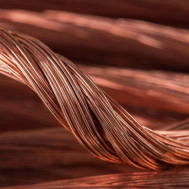 Close-up photograph of copper wire